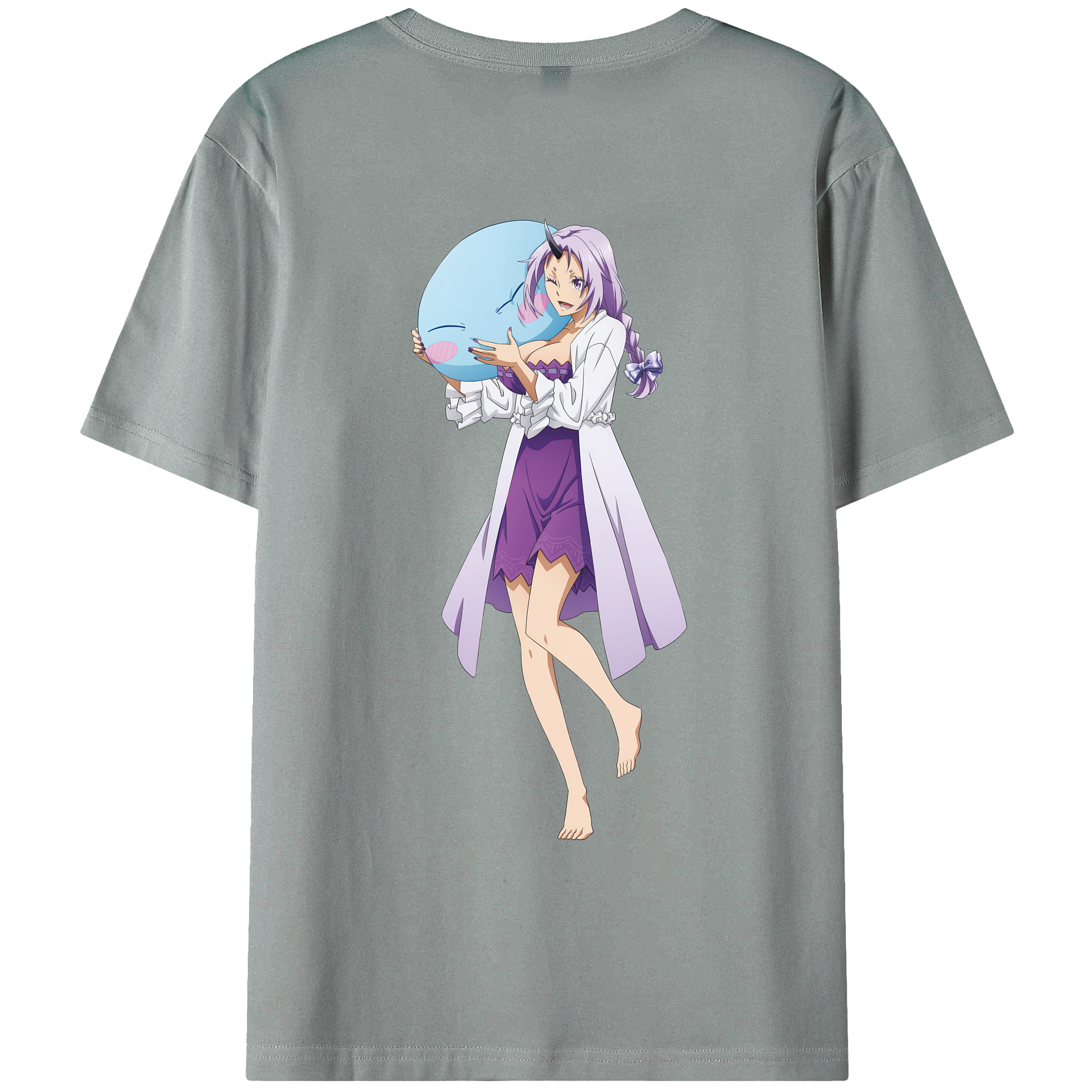 （画像用） 転スラ Regarding Reincarnated to Slime 綿100％ メンズ半袖Tシャツ（バックプリント） 通気性